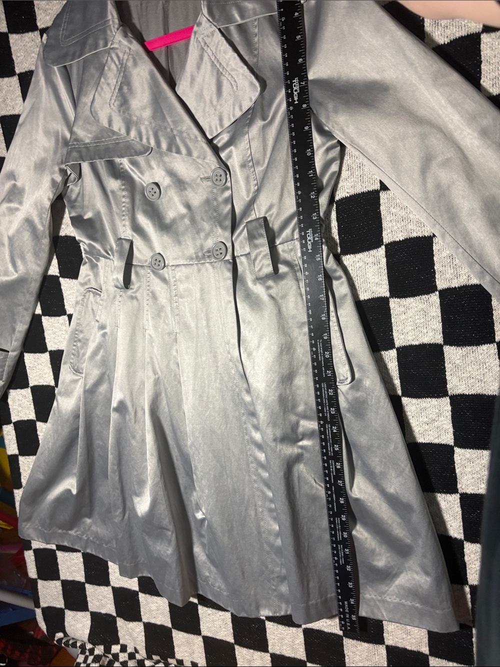 Bebe Metallic Silver Dressy Trench Coat - Picture 12 of 12